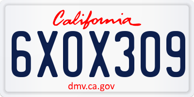 CA license plate 6XOX309