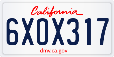 CA license plate 6XOX317