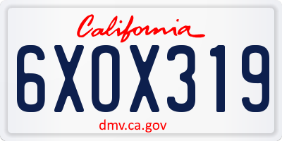 CA license plate 6XOX319
