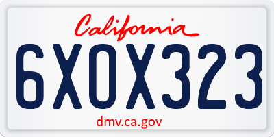 CA license plate 6XOX323