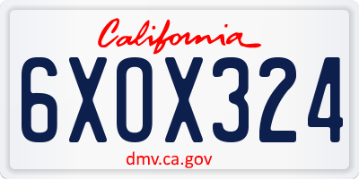 CA license plate 6XOX324