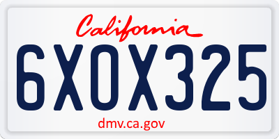 CA license plate 6XOX325