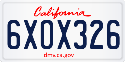 CA license plate 6XOX326