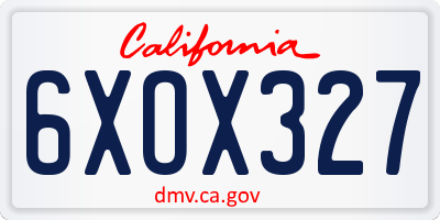 CA license plate 6XOX327