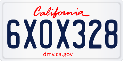 CA license plate 6XOX328