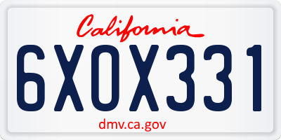 CA license plate 6XOX331