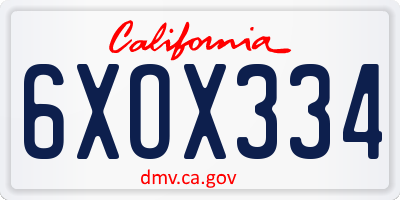 CA license plate 6XOX334