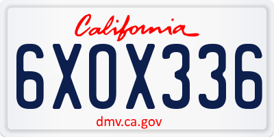 CA license plate 6XOX336
