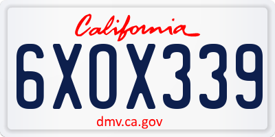 CA license plate 6XOX339