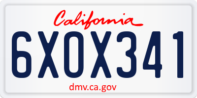 CA license plate 6XOX341