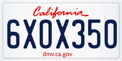 CA license plate 6XOX350