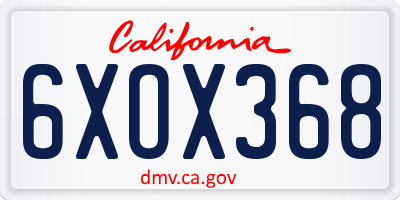 CA license plate 6XOX368