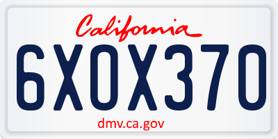 CA license plate 6XOX370