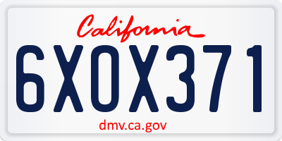 CA license plate 6XOX371