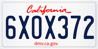 CA license plate 6XOX372