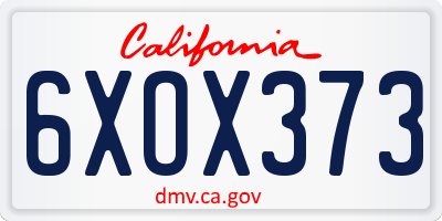 CA license plate 6XOX373