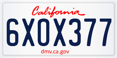 CA license plate 6XOX377