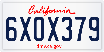 CA license plate 6XOX379