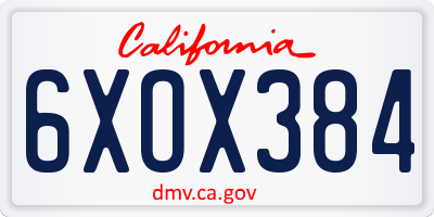 CA license plate 6XOX384