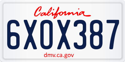 CA license plate 6XOX387