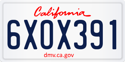 CA license plate 6XOX391