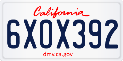 CA license plate 6XOX392