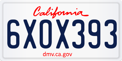 CA license plate 6XOX393