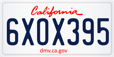 CA license plate 6XOX395