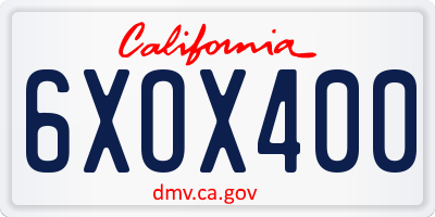 CA license plate 6XOX400