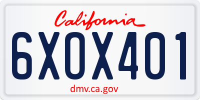 CA license plate 6XOX401