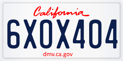 CA license plate 6XOX404
