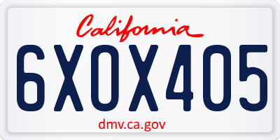 CA license plate 6XOX405