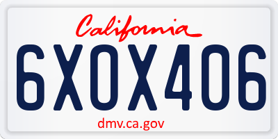 CA license plate 6XOX406