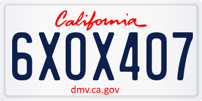 CA license plate 6XOX407