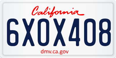 CA license plate 6XOX408