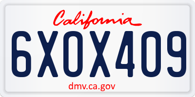 CA license plate 6XOX409