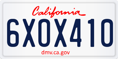 CA license plate 6XOX410
