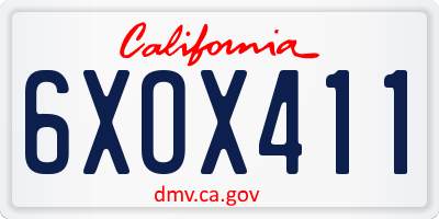 CA license plate 6XOX411