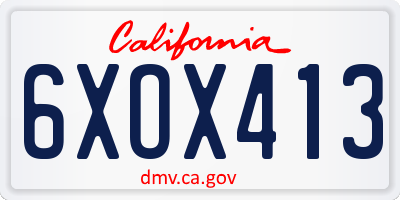 CA license plate 6XOX413