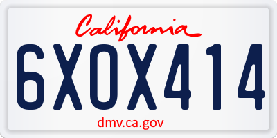 CA license plate 6XOX414