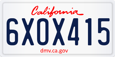 CA license plate 6XOX415