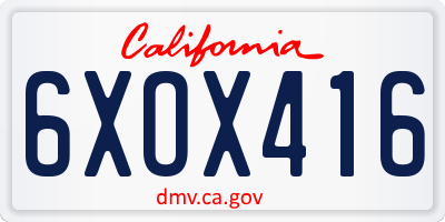 CA license plate 6XOX416