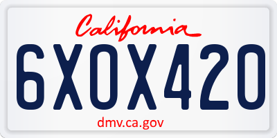 CA license plate 6XOX420