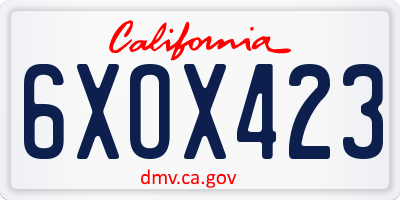 CA license plate 6XOX423