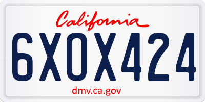 CA license plate 6XOX424