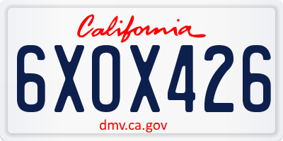 CA license plate 6XOX426