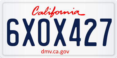 CA license plate 6XOX427