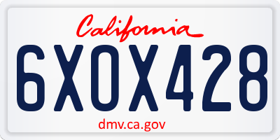 CA license plate 6XOX428
