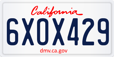 CA license plate 6XOX429