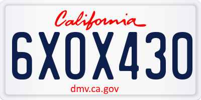 CA license plate 6XOX430